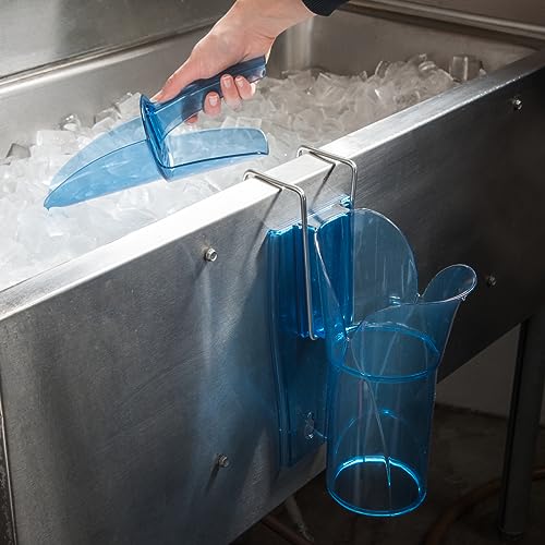 San Jamar Saf-T-Scoop ice scoop with Guardian Mount, 6 oz to 10 oz capacity, stainless steel, designed for easy ice handling.