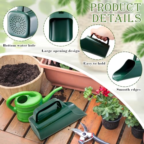 Three Lanties large plastic soil scoops with sifting holes for gardening and potting soil
