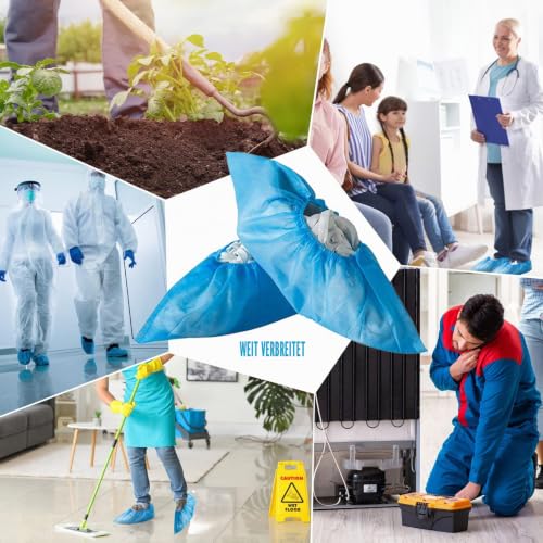 Disposable Shoe Covers, Pack of 100 (50 Pairs), Non-Slip Covers, Non-Woven Fabric Covers for Indoor and Outdoor Use (Blue)