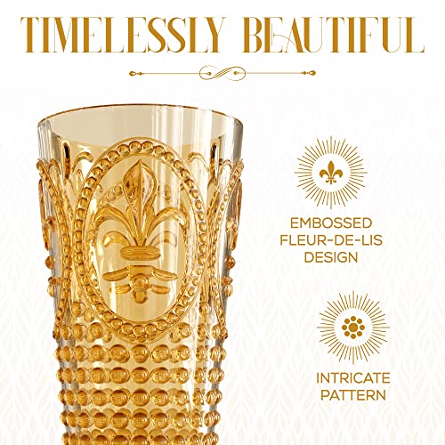 Elle Decor Acrylic Plastic Water Tumblers, Set of 4 Drinking Cups, Reusable, Shatterproof, and BPA-Free Beverage Drinking Glasses for Water, Juice, Lemonade, Ice Coffee (Amber), 25.36 OZ