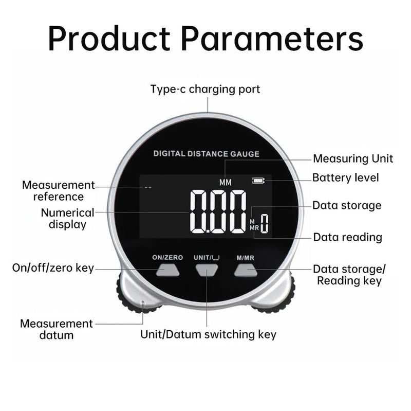 Long Distance Digital Ruler, Electronic Digital Tape Measure, Digital Display Roller Ruler, 199,999 m, Semiconductor, Microprocessor, Electronic Rolling Ruler for Measurements