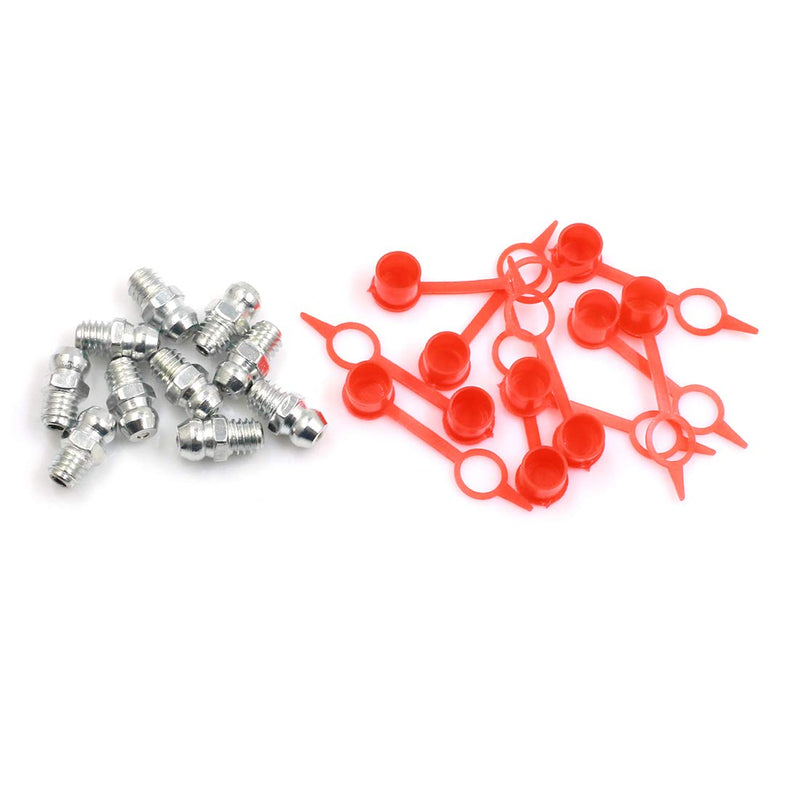 X AUTOHAUX Set of 10 Straight Grease Nipple Fittings with Dust Cap for Car M6