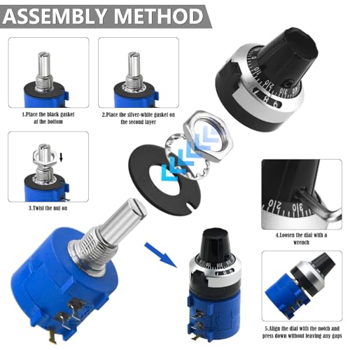 WMYCONGCONG 3590S-2-502L 5K Ohm Adjustable Precision Multi-Speed Potentiometer with 10 Revolutions Counter Wheel Knob