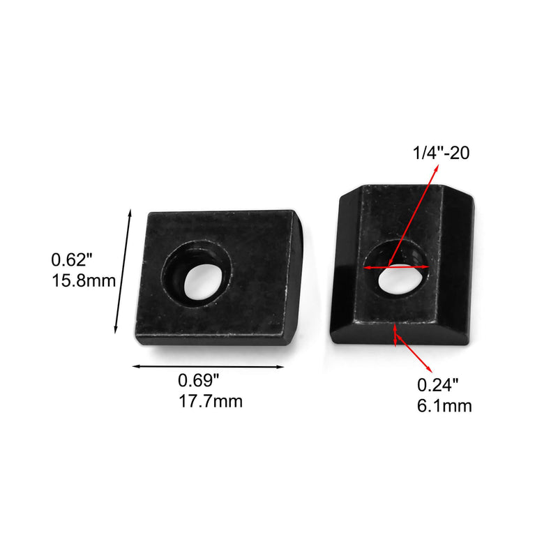 [Australia - AusPower] - 1/4"-20 Slide in Economy T-Nut for T Slot Track, Applicable for 15 Series or 1.5'' Base Aluminum Extrusion, 20 Pieces, Black 1/4"-20 