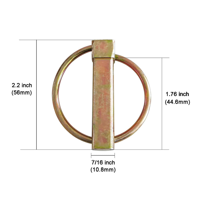 [Australia - AusPower] - 5 Pcs 7/16" Linch Pin, Heavy Duty Lynch Pin Lock Pin Clips for Farm Tractors Trailers Trucks Mower (10.8x45mm) 10.8x45mm 