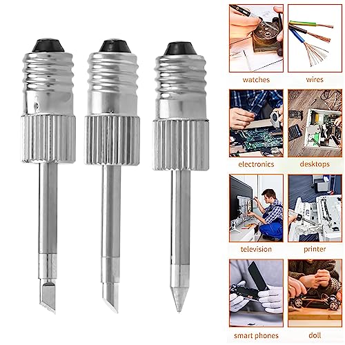 Jevina 3 Pieces Brass Soldering Tips USB Soldering Iron Head Welding Tips for Soldering Stations with E10 Interface