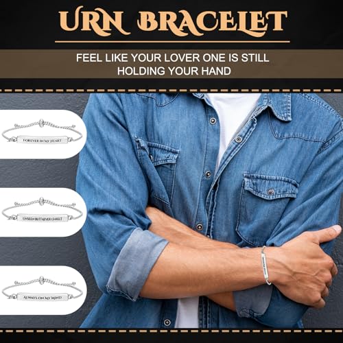 Ecation Cremation Jewelry, Urn Bracelet for Ashes Silver Classic