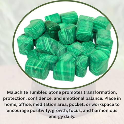 Jet Malachite Tumbled Stone 100gm – Natural Green Crystal for Home Décor, Collection, Gifting & Energy Ambience – Polished Healing Gemstone Chips for Display & Craft