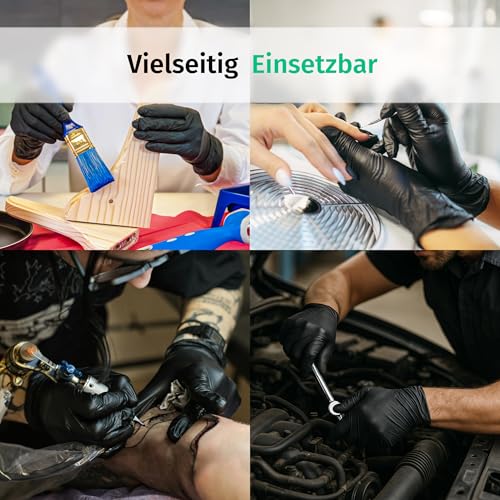 SF Nitrile Gloves XL Black - Pack of 200 Disposable Gloves, Latex-Free | Powder-free disposable gloves for tattoos, workshops, kitchens, cleaning, and household use; versatile for commercial and everyday use