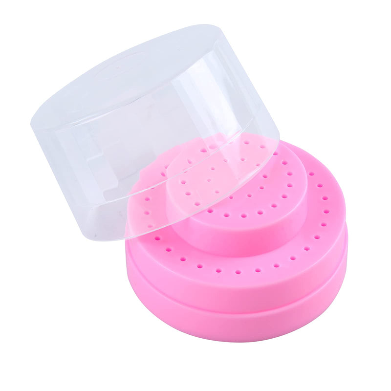 [Australia - AusPower] - Dental Multi-Use Burs Holder 60 Holes Round with Transparent Cover Autoclave Sterilizer Burs Block for Dental Lab Dentist Tool Plastic Case 1 Pcs Two Size Aperture Color Random 
