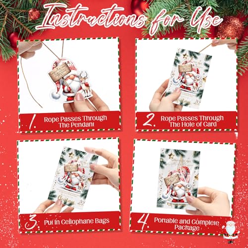 Loopeer 32 Sets Christian Christmas Ornaments Gifts with Bible Card Air Freshener Scented Hanging Gnome Religious Christmas Ornaments for Tree Women Men Family Church