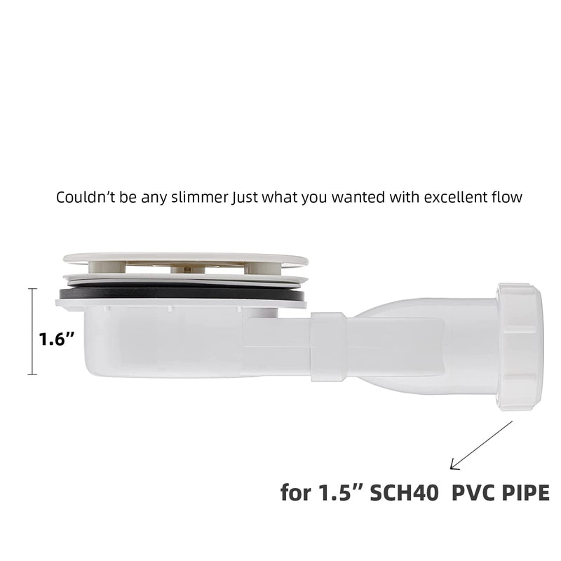 Low Profile Shower Drain Chrome Plated ABS Shower Tray Siphon Slim Drain 90mm 36 L/min Water Flow, Low Profile p Trap Side Drain