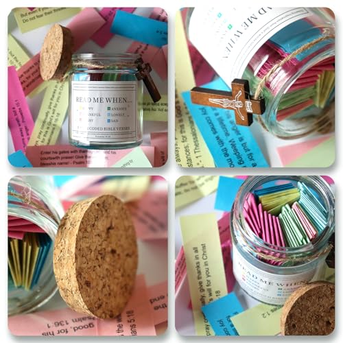 Bible Verse Jar, Christian Gifts For Women/Men, Read Me When Bible Verse for Mom/Dad - Prayer Jar with Scriptures for Sisters Besties, Religious Graduation Birthday Gift 1