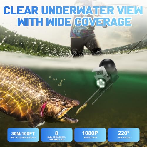 Underwater Fishing Camera, 5-Inch IPS 1080 HD 100FT for Ice Fishing