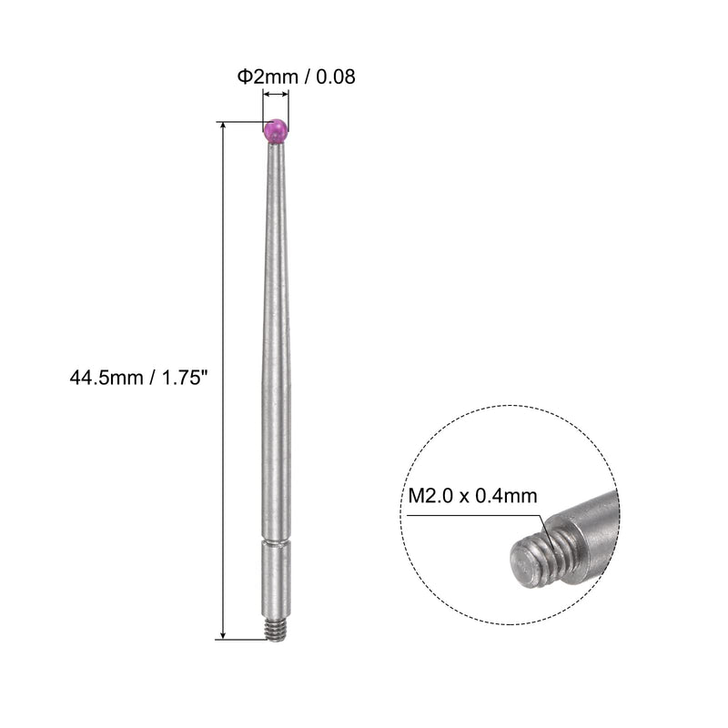 [Australia - AusPower] - sourcing map Contact Point for Dial Gauge 2 Diameter Ball Tip M2.0 x 0.4 Thread 1.75 Inches 