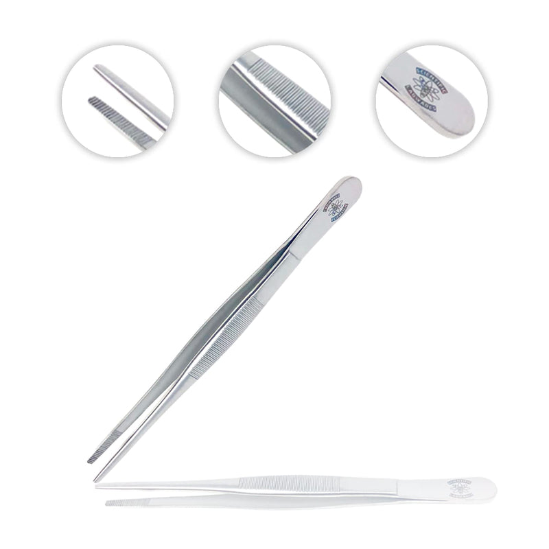 [Australia - AusPower] - Stainless Steel General Application Lab Forceps with Straight Broad Strong Tips (6 in. (152 mm)) 6 in. 