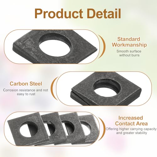 PATIKIL M16x35mm beveled square washers, black carbon steel strut plates for 16mm bolts