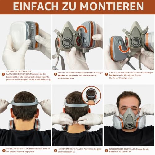 RHINO Face Cover for Painting, Dust, Particles, Chemicals, Machine Polishing, Organic Fumes, Pollen and Chemicals with Filter Cotton