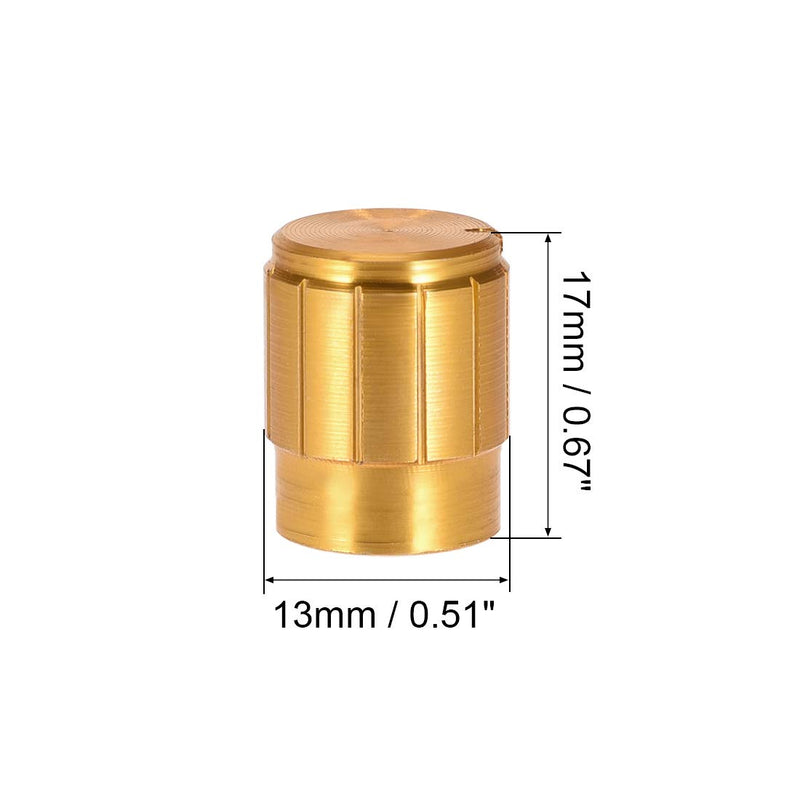 [Australia - AusPower] - uxcell 5pcs Potentiometer Knob Cover Cap Gold Tone Aluminum 6mm Shaft Dia. Rotary Knob 13mm Dia. X 17mm Height Volume Control Knob 