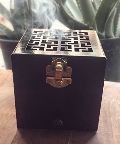 Nazareth Store Black Wood Incense Burner Charcoal Natural Box Distiller Resin Incense Holder Aromatherapy Fragrance Ornament