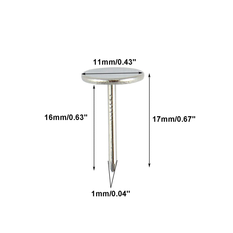 [Australia - AusPower] - 200Pcs Flat Head Upholstery Tacks Home Furniture Decor Tacks Upholstery Nails Flat Push Pins Flat Thumb Tacks Silver (11mmx17mm) 11*17mm(200Pcs) 