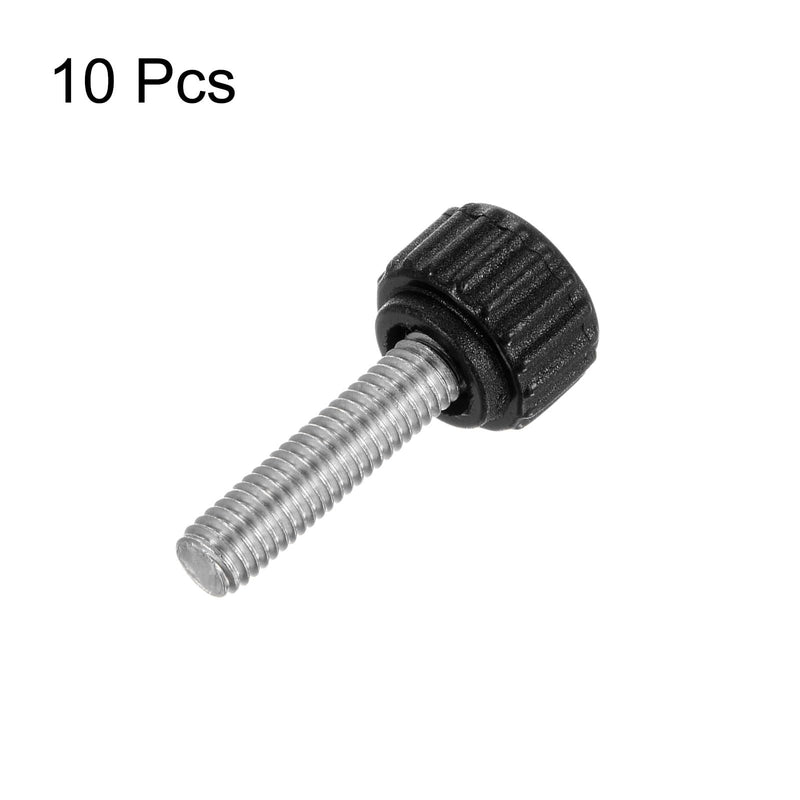 [Australia - AusPower] - HARFINGTON 10pcs Knurled Clamping Knobs Thumb Screws M6 x 20mm Metric Male Thread 16mm Matte Plastic Head 304 Stainless Steel Stud Hand Threaded Knob Thumbscrew Handle, Black M6 x 20mm x 16mm 