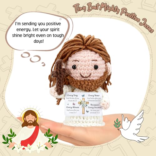 Positive Jesus Crochet Christian Gifts Handmade Emotional Support Jesus every day God thinks of you...