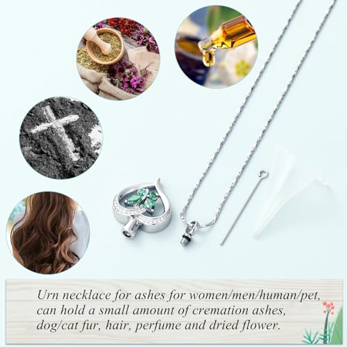 Heart Butterfly Urn Necklace for Ashes for Women Stainless Steel Cremation Jewelry Crystals Ash Loved One Memorial Pendant G