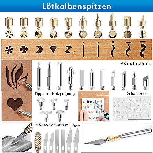 Handskit Pyrography Iron 42-Piece Set Soldering Iron, Burning Iron with Adjustable On/Off Switch, with 60 W Adjustable Temperature 220-450 °C, Wood Pyrography for Professionals and Hobbyists