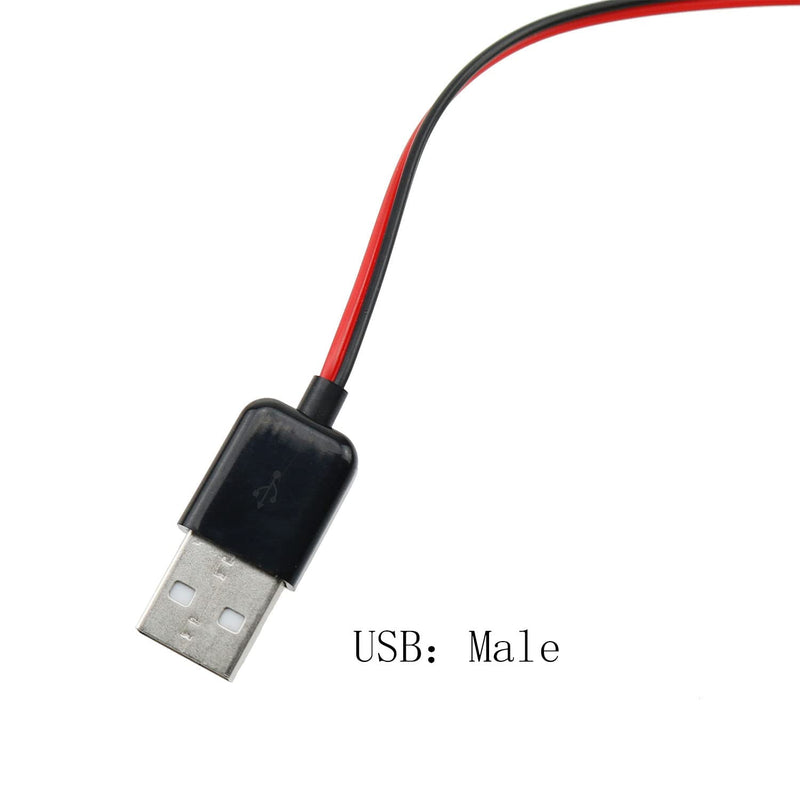 [Australia - AusPower] - Crocodile Clamps Test Wire ZZHXSM 50cm/19.69inch Double Alligator Clips to USB Male Connector Cable Copper Test Lead for Testing Circuit, Copper Alligator Clip Test Lead with Male USB Connector 