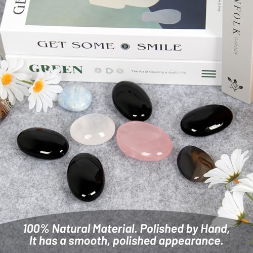 2.7''- 3.1'' Large Obsidian Palm Stone - 2 Pcs Black Obsidian Stone