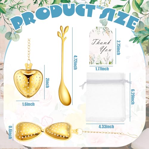 25 Sets Bridal Shower Tea Party Favor for Guest Leaf Tea Spoon,Gold Gold
