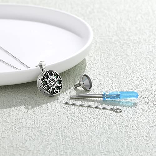Viking Compass Necklace Sterling Silver Runes Vegvisir Pendant Necklace Mothers Day Jewelry Gift for Women Mom