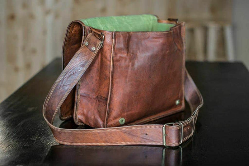 [Australia - AusPower] - 11 inch Small Crossbody Shoulder Genuine Leather iPad/Tablet Vintage Messenger Bag For 10.5 inch iPad Pro for Women & Men Simple 