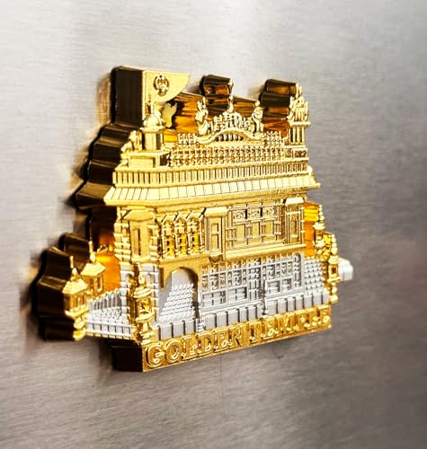 Golden Temple Fridge Magnet Gold Plated Sikh Temple Photo Magnet for Refrigerator Sri Harmandir Sahib Photo for Fridge Punjab India Souvenir Amritsar GT Photo