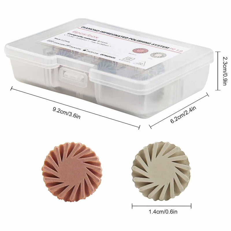 [Australia - AusPower] - Dental Composite Resin Polishing P2 Disc Polisher Wheels Diamond 2-Step Polishing System 14mm Wheel Kit Spiral P2 1.0 