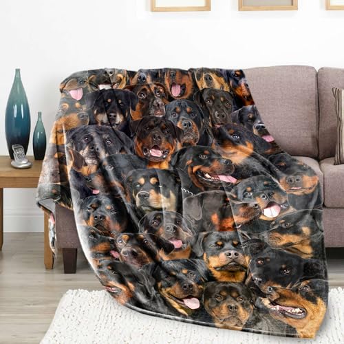 Rottweiler Dog Blanket, Rottweiler Gifts for Dog Lovers 60"x80" Rottweiler Dog 60"x80" for Adults