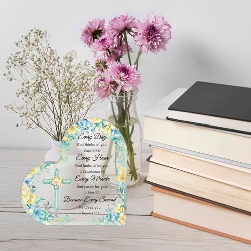 Heart Shaped Christian Gifts Acrylic Desk Plaque for Girls Women