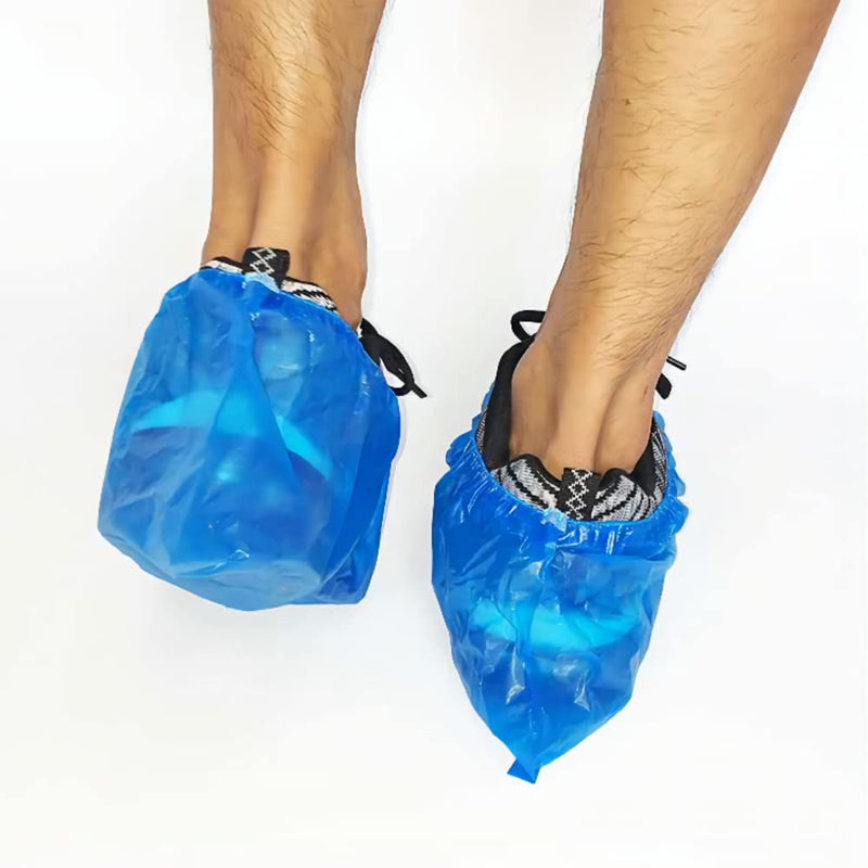 100 x Disposable Galoshes Shoe Covers for Shoes, CPE | Disposable overshoes, overshoes, disposable for household, clinic, overshoes, disposable, waterproof, dustproof, blue 4.0g/p(100)