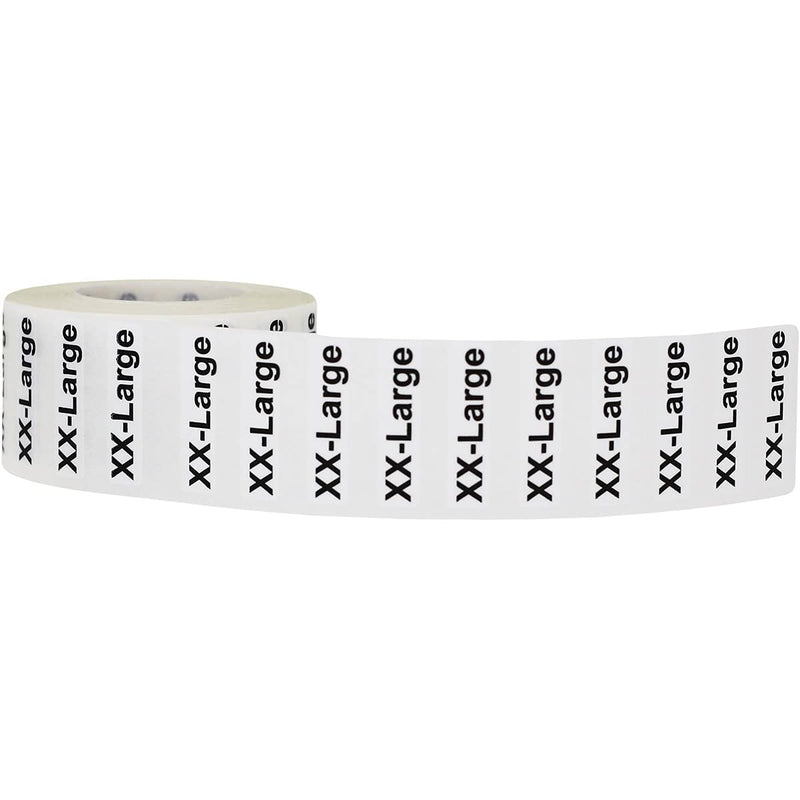XX-Large Clothing Labels – Clear Size Strip Stickers with Black Text, 1.25 x 5 Inch Adhesive Labels, 125 Total Stickers for Retail Apparel, Clothing Organization, and Inventory – Made in the USA Xx-large