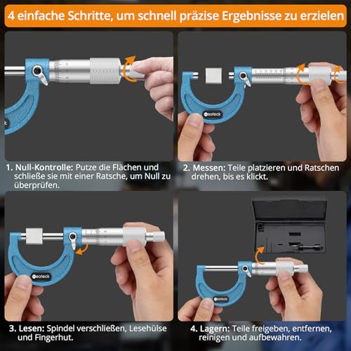 Neoteck Micrometer Outside Micrometer Micrometer Caliper 0-25 mm/0.01 mm for Measuring Small Parts, Gaskets and Wires 1