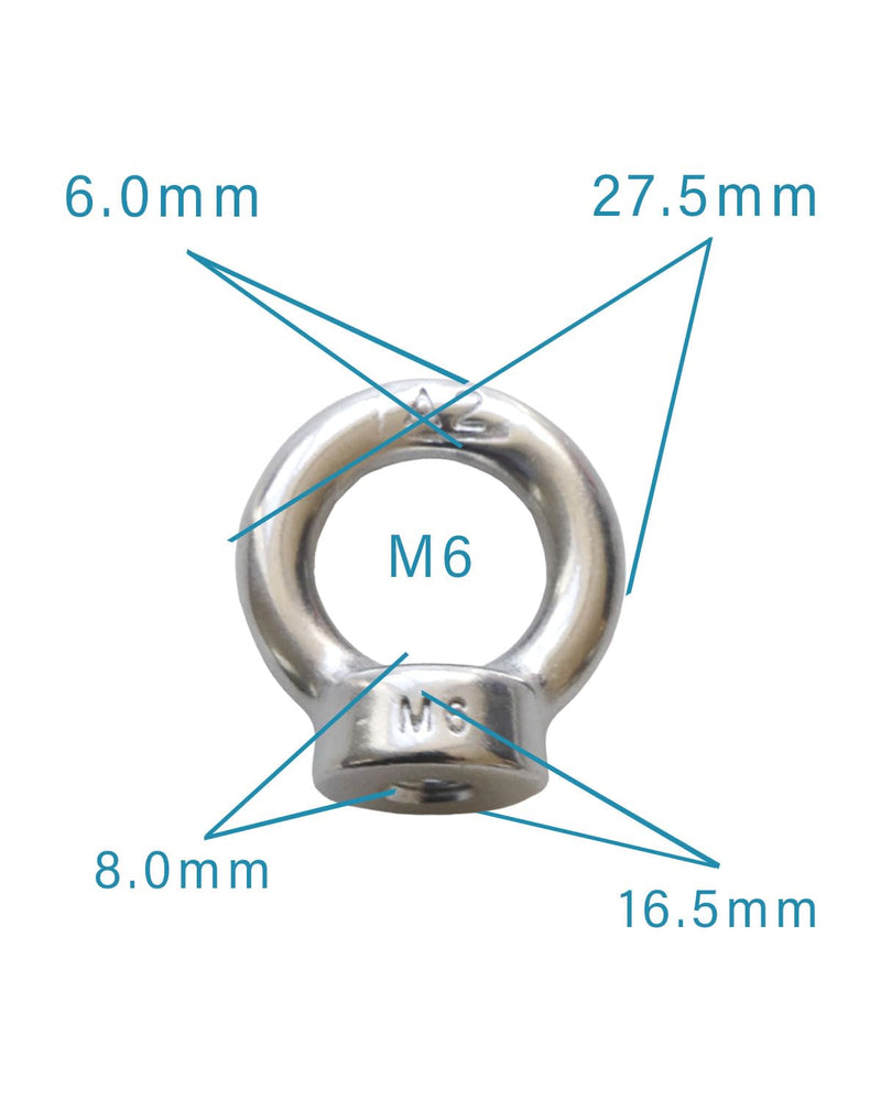 [Australia - AusPower] - M6 Eye Nuts - IMScrews 304 Stainless Steel Eye Nuts - Resilient Hardware for Home Repairs and Professional Projects Pack of 2 M6 