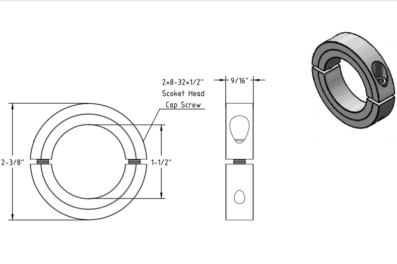 [Australia - AusPower] - AZSSMUK Bore 1-1/2'' Double Split Shaft Collar Stainless Steel Lock Collar Clamp Set Screw 2PCS (1-1/2'', 2) 1-1/2'' 