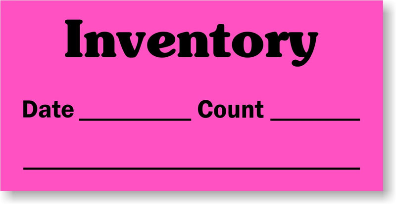 SmartSign Inventory Labels in Dispenser Box - Pack of 1000, Write-On Sections for Date and Count, 2.5" x 1.25", Black on Fluorescent Pink, Paper Stickers with Permanent Adhesive