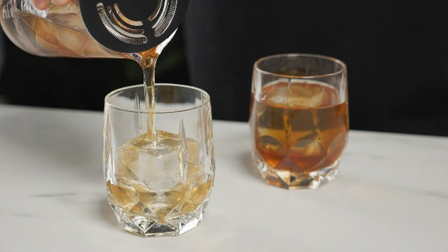 Viski Reserve Bruno Cocktail Glasses - Crystal Whiskey Glasses or Rocks Glasses - Ornate Cut Crystal Glasses 11oz Set of 2 Viski
