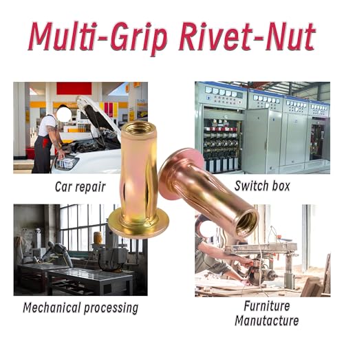 Skweawert M6 multi-grip rivet nuts, 40-piece zinc-plated carbon steel set