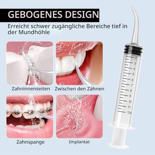 Dental Syringes 12 ml Pack of 6 Almond Stone Syringes for Rinsing Curved | For wisdom tooth surgical syringe washing syringe wisdom teeth dental care, pet care, adhesive filling