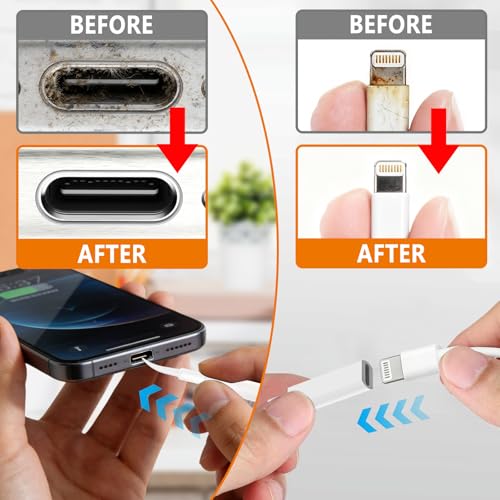 Cell Phone Cleaning Kit, iPhone Cleaning Kit for Charging Port Cleaner Keyboard Cleaning Kit for Airpods/Android/USB C/Earbuds/Laptop/iPad/Camera Lens with Stylus Pen (White, Elite Pack) White (Elite Pack)