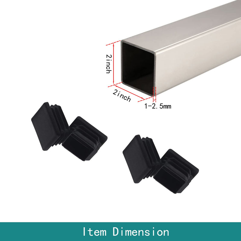 [Australia - AusPower] - (10 Pack) 2" 2X2 Square Tubing Black Plastic Plug,2 Inch End Cap 2"x2" Square Tube End Cap Fence Post Pipe Cover Tubing Insert Chair Glide Finishing Plug Fitness Equipment Pipe Covers 