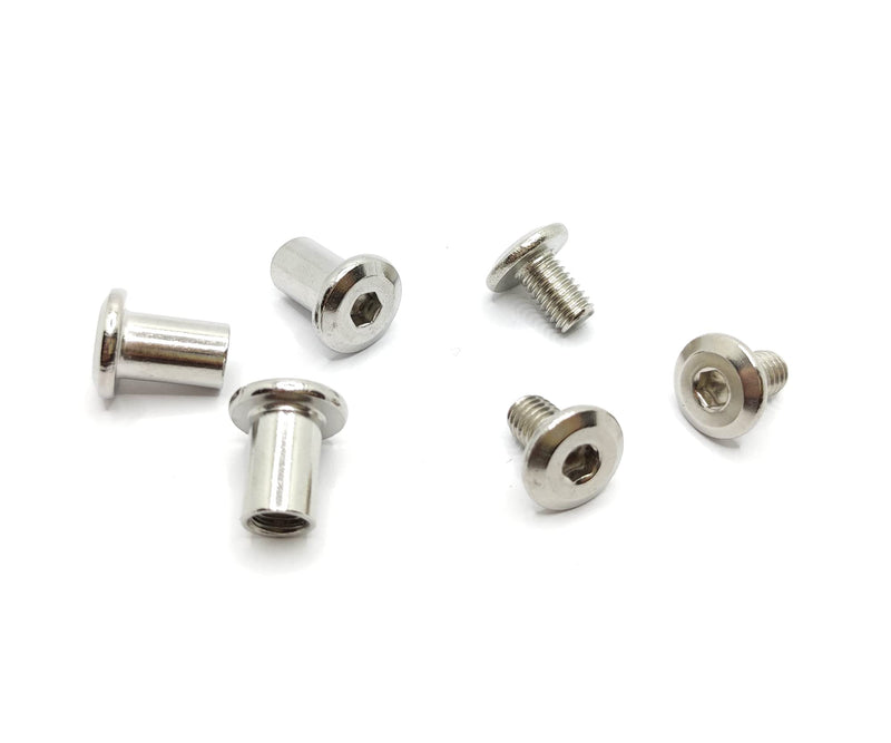 [Australia - AusPower] - Screw Post Fit for 5/16 inch(8mm) Hole Dia, Male M6x10mm Female 12mm Hex Drive Binding Bolts for Leather Wood Furniture, Stainless Steel Silver 5 Sets M6x10 